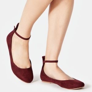 Just Fab Lillie Flat Burgundy Ballet Flats
